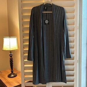 NWT Bobeau Cardigan Duster Swing Sweater Two-toned Grey Womens Large
